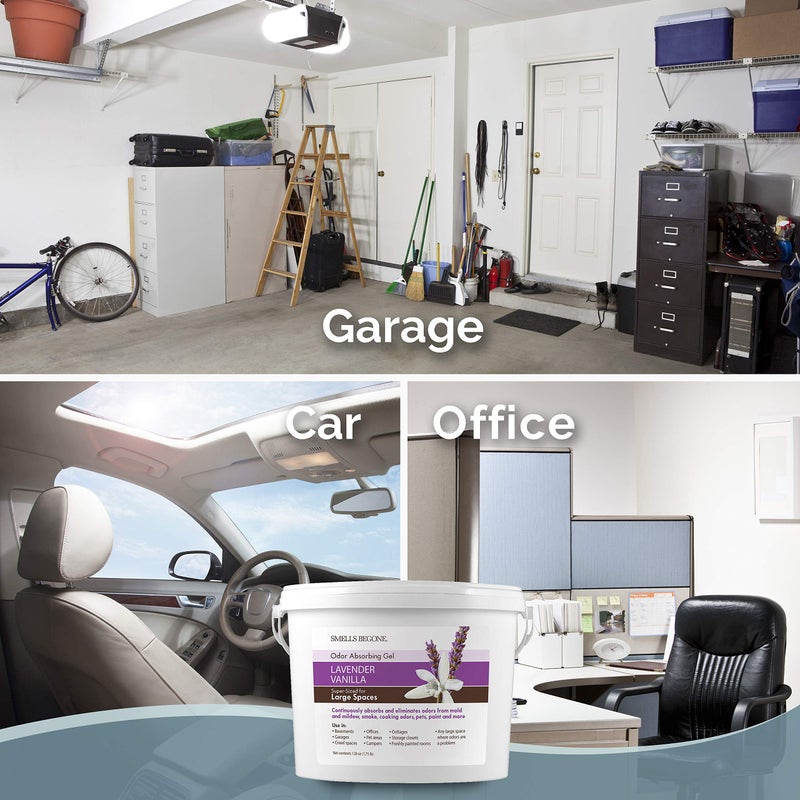 SMELLS BEGONE 1-Gallon Gel Odor Eliminator â€“ High-Capacity, Long-Lasting Absorber for Large Basements, Garages, Workshops & Commercial Areas â€“ Remove Tough Odors with Essential Oils (Lavender Vanilla) - Image 4